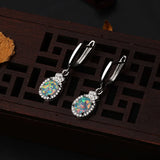 925 Silver Opal Zircon Gemstone Drop Earrings for Women