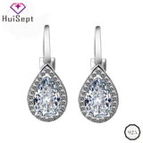 925 Silver Water Drop Amethyst Zircon Earrings Wedding Party