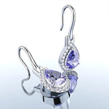 925 Silver Water Drop Amethyst Zircon Earrings Wedding Party