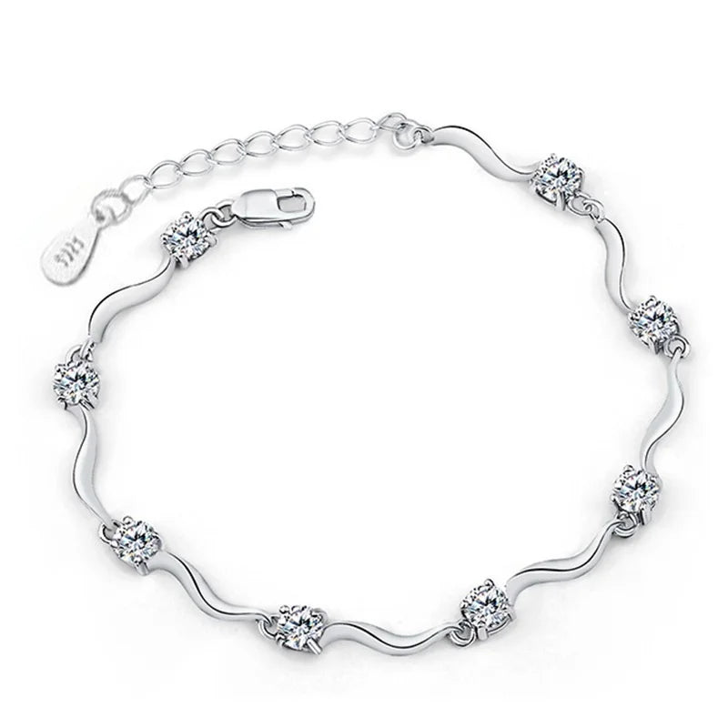 925 Silver Bracelet Amethyst Zircon Gemstone Jewelry for Wedding Party