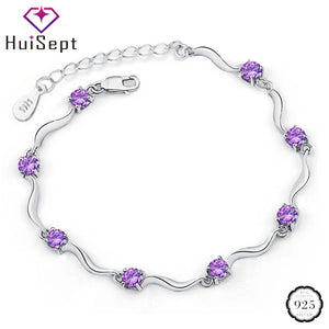 925 Silver Bracelet Amethyst Zircon Gemstone Jewelry for Wedding Party