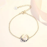 Moon Shaped 925 Silver Bracelet with Gemstones