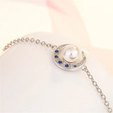 Moon Shaped 925 Silver Bracelet with Gemstones