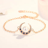 Moon Shaped 925 Silver Bracelet with Gemstones