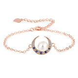 Moon Shaped 925 Silver Bracelet with Gemstones