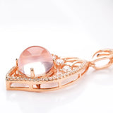 925 Silver Necklace Rose Quartz Zircon Pendant Women Party Gift