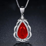 925 Silver Necklace Emerald Zircon Pendant for Women Wedding