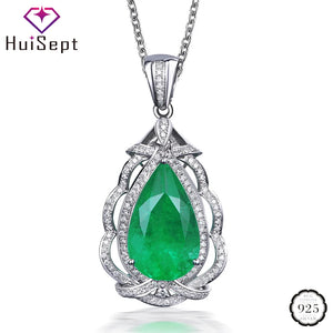 925 Silver Necklace Emerald Zircon Pendant for Women Wedding