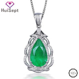925 Silver Necklace Emerald Zircon Pendant for Women Wedding