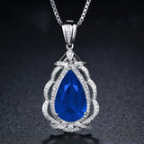 925 Silver Necklace Emerald Zircon Pendant for Women Wedding