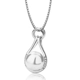 925 Silver Necklace with Pearl Zircon Pendant for Women