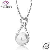 925 Silver Necklace with Pearl Zircon Pendant for Women