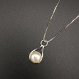 925 Silver Necklace with Pearl Zircon Pendant for Women