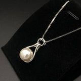 925 Silver Necklace with Pearl Zircon Pendant for Women