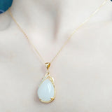 925 Silver Necklace with Jade Zircon Pendant for Women