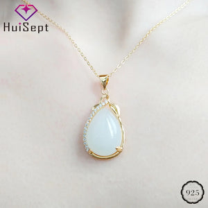 925 Silver Necklace with Jade Zircon Pendant for Women