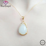 925 Silver Necklace with Jade Zircon Pendant for Women