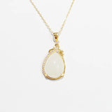 925 Silver Necklace with Jade Zircon Pendant for Women