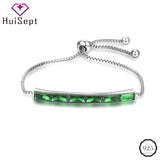 Women's 925 Silver Emerald Bracelet for Wedding and Parties