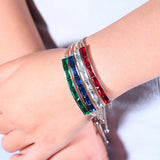 Women's 925 Silver Emerald Bracelet for Wedding and Parties