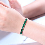 Women's 925 Silver Emerald Bracelet for Wedding and Parties