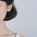 925 Silver Cat Eye Stone Zircon Stud Earrings Wedding Party Gift
