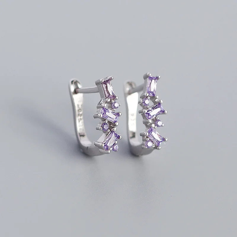 Zircon Gemstone Drop Earrings S925 Silver Bridal Gift