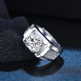 925 Silver Men's Open Finger Ring with CZ Gemstones