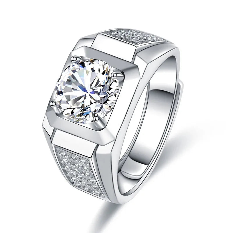 925 Silver Men's Open Finger Ring with CZ Gemstones