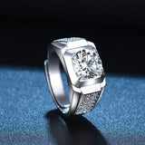 925 Silver Men's Open Finger Ring with CZ Gemstones