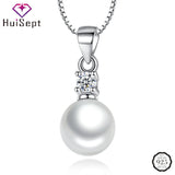 Pearl Zircon Pendant Necklace 925 Silver Jewelry