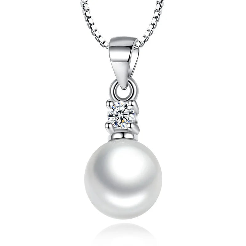 Pearl Zircon Pendant Necklace 925 Silver Jewelry