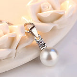 Pearl Zircon Pendant Necklace 925 Silver Jewelry