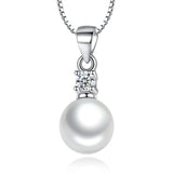 Pearl Zircon Pendant Necklace 925 Silver Jewelry