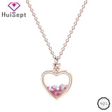 Sterling Silver Necklace with Heart Zircon Pendant for Women