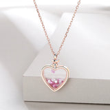 Sterling Silver Necklace with Heart Zircon Pendant for Women