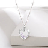 Sterling Silver Necklace with Heart Zircon Pendant for Women