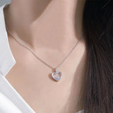 Sterling Silver Necklace with Heart Zircon Pendant for Women