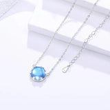 S925 Silver Necklace with Sapphire Pendant for Women Wedding