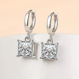 Silver 925 Square Emerald Amethyst Drop Earrings Women Wedding Gift