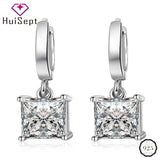 Silver 925 Square Emerald Amethyst Drop Earrings Women Wedding Gift