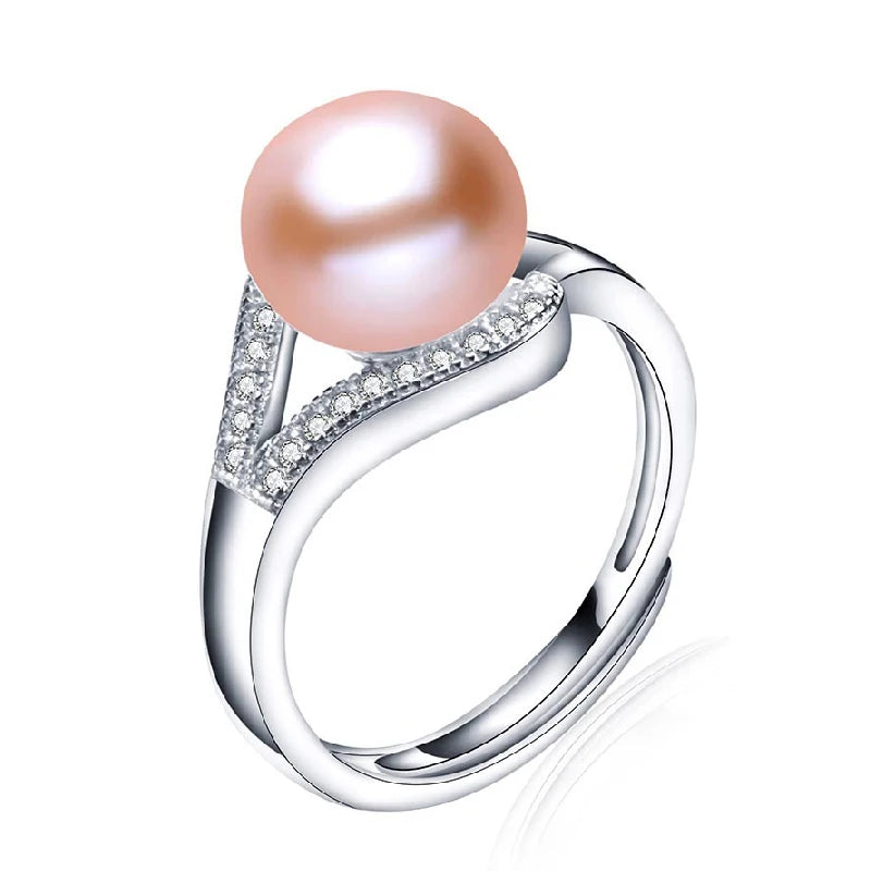 Silver 925 Jewelry Pearl Zircon Ring for Women Wedding Engagement Party