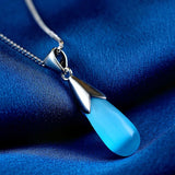 S925 Silver Necklace with Cat Eye Stone Pendant for Wedding Party Gift