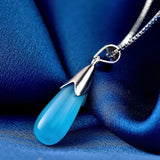 S925 Silver Necklace with Cat Eye Stone Pendant for Wedding Party Gift