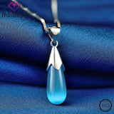 S925 Silver Necklace with Cat Eye Stone Pendant for Wedding Party Gift
