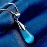 S925 Silver Necklace with Cat Eye Stone Pendant for Wedding Party Gift