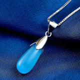 S925 Silver Necklace with Cat Eye Stone Pendant for Wedding Party Gift