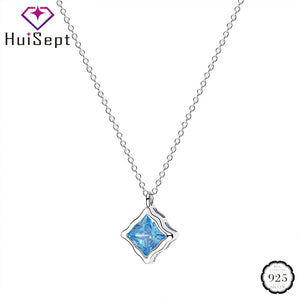 S925 Sterling Silver Gemstone Pendant Necklace Wedding Engagement