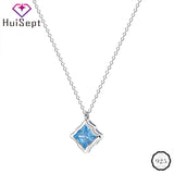 S925 Sterling Silver Gemstone Pendant Necklace Wedding Engagement
