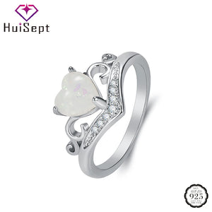 Heart Opal Zircon 925 Silver Ring Wedding Party Accessories